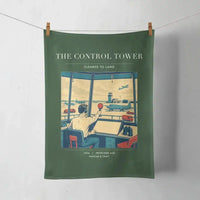 Thumbnail for VINTAGE G4093 - The Control Tower - Designed Towels design on darkgreen