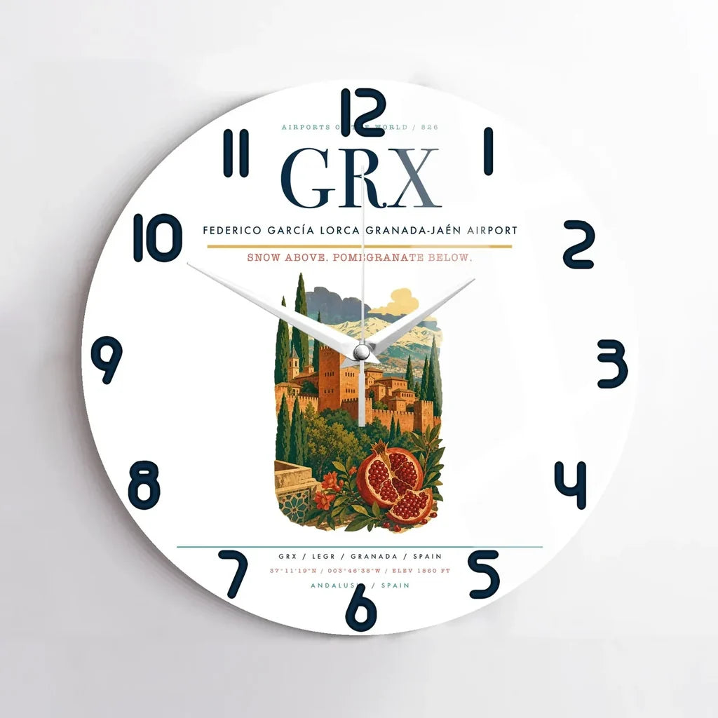 Federico García Lorca Granada-Jaén Airport (GRX) design on white no frame wall clock