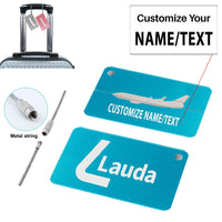 Thumbnail for Lauda Aluminum Airplane Luggage tag, Blue + NAME