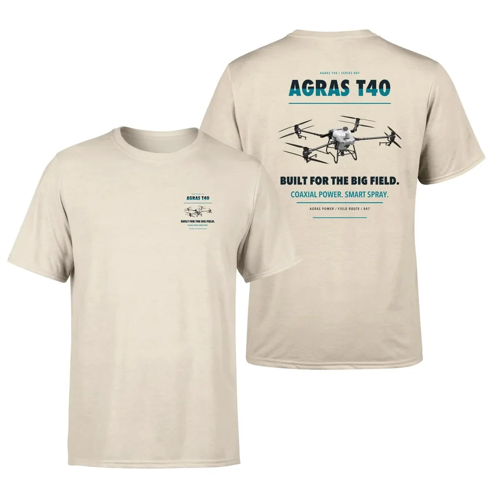 DJI Agras T40 design on beige t shirt