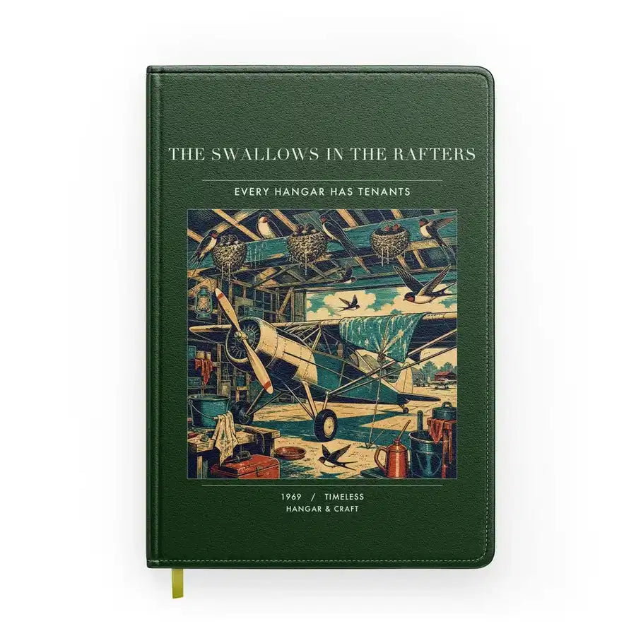 VINTAGE G4269 - The Swallows In The Rafters - Designed Notebooks design on darkgreen