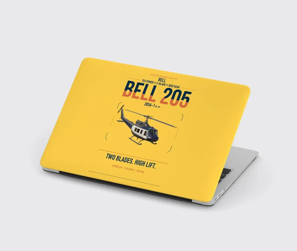 Bell 205A-1++ design on yellow MacBook case