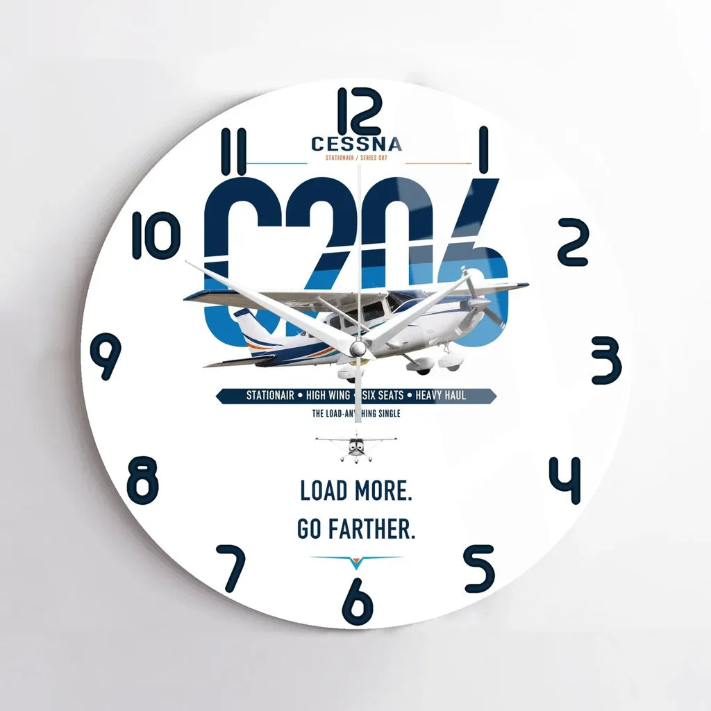 Cessna 206 Stationair design on white no frame wall clock
