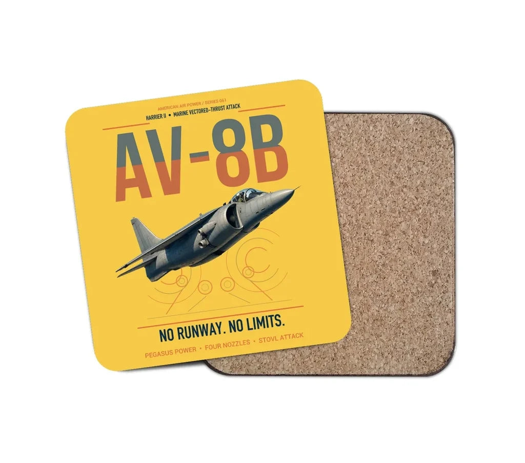 AV-8B Harrier II design on yellow 1 piece coaster