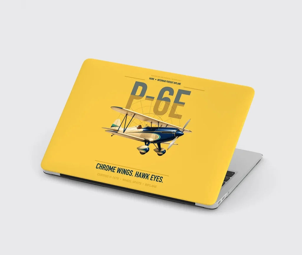 Curtiss P-6E Hawk design on yellow MacBook case