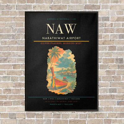 Narathiwat Airport NAW vertical canvas print - framed - black background