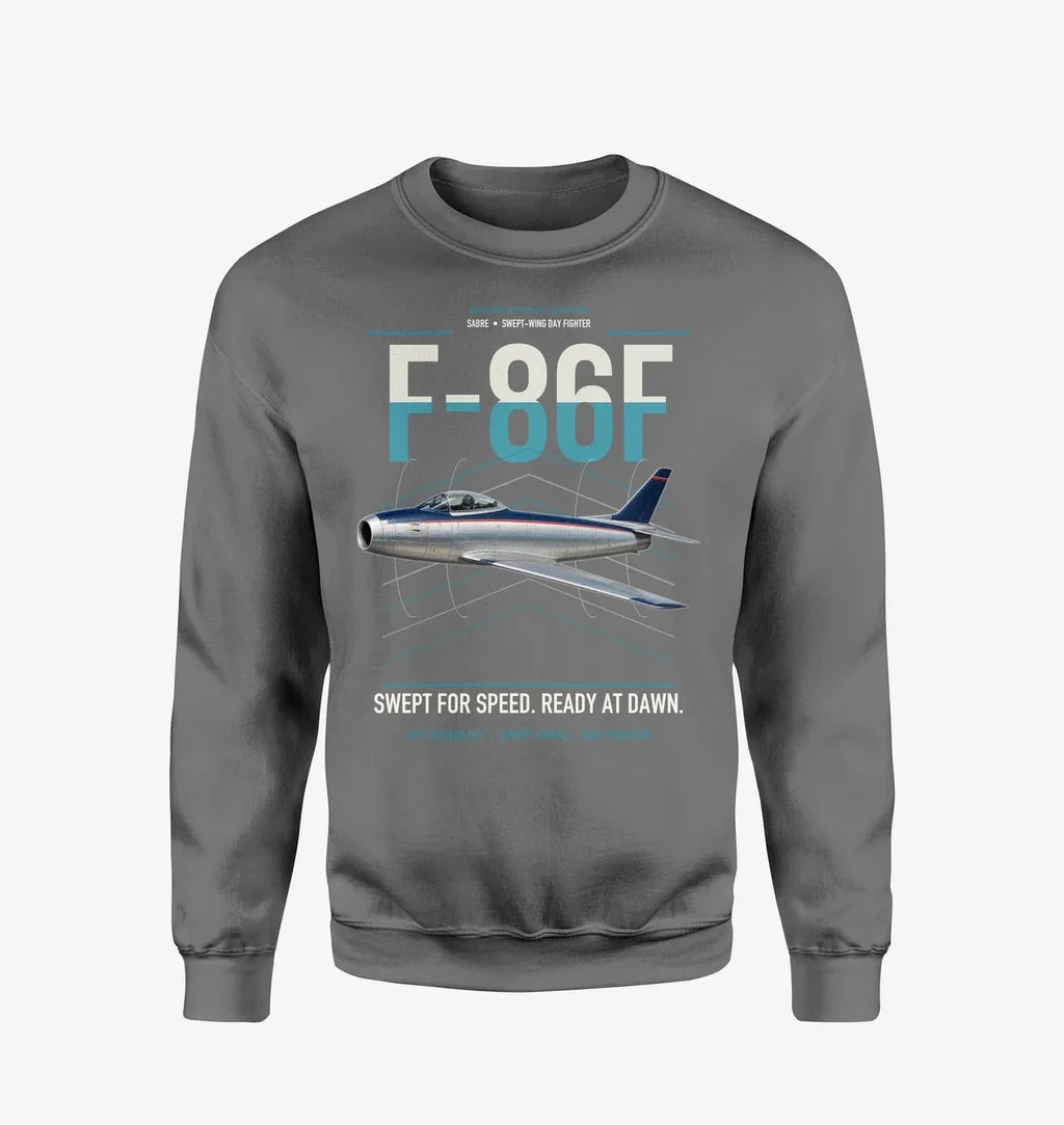 F-86F Sabre design on gray sweatshirt