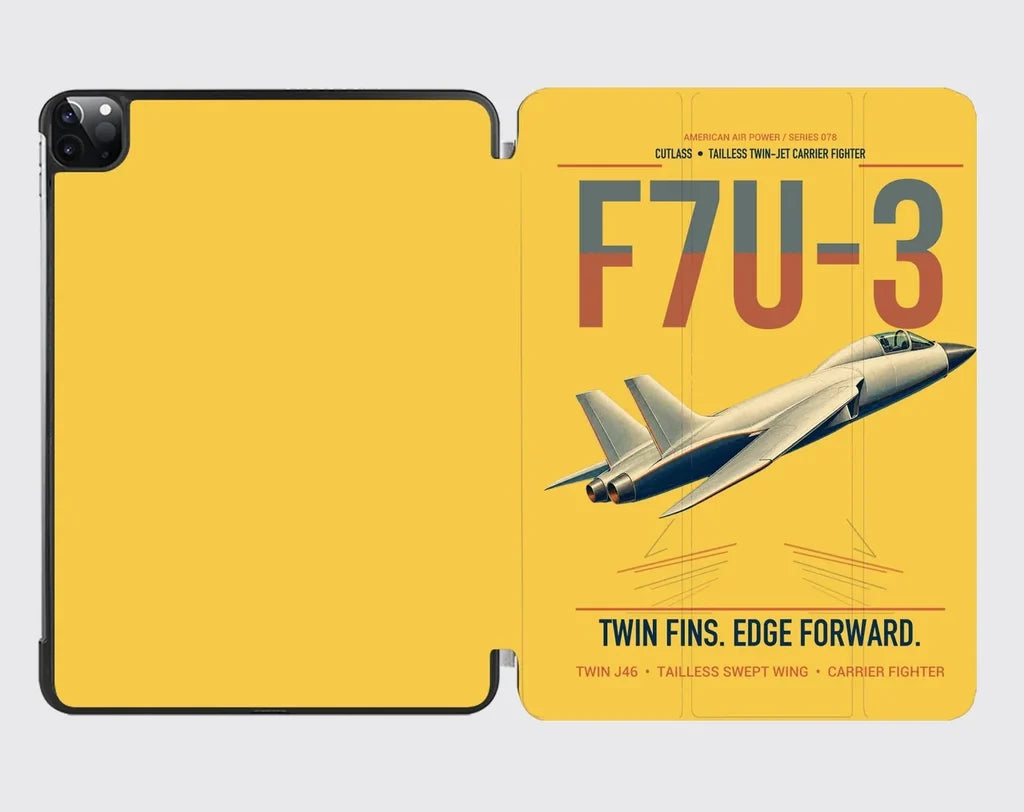 F7U-3 Cutlass design on yellow ipad tablet case