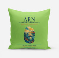 Thumbnail for Stockholm Arlanda Airport (ARN) design on light green pillow