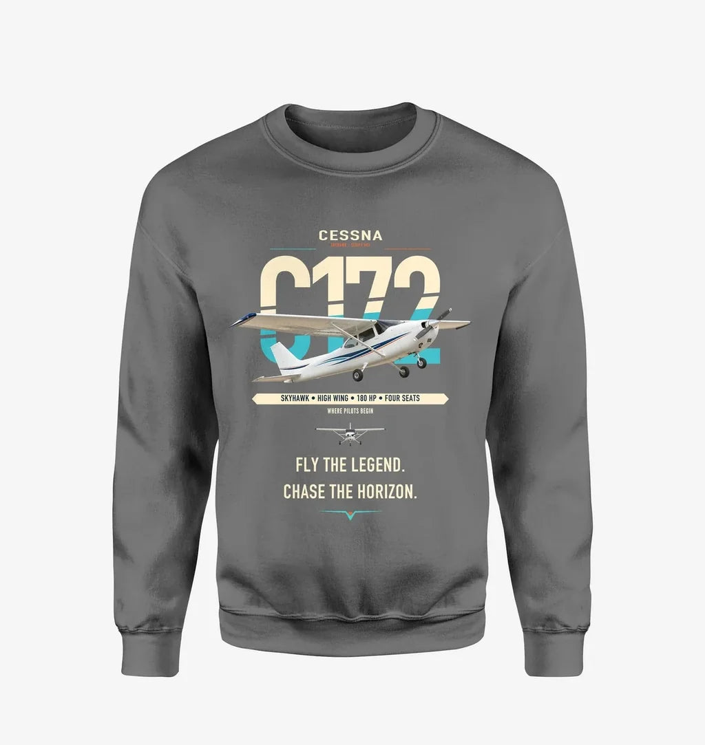 Cessna 172 Skyhawk design on gray sweatshirt