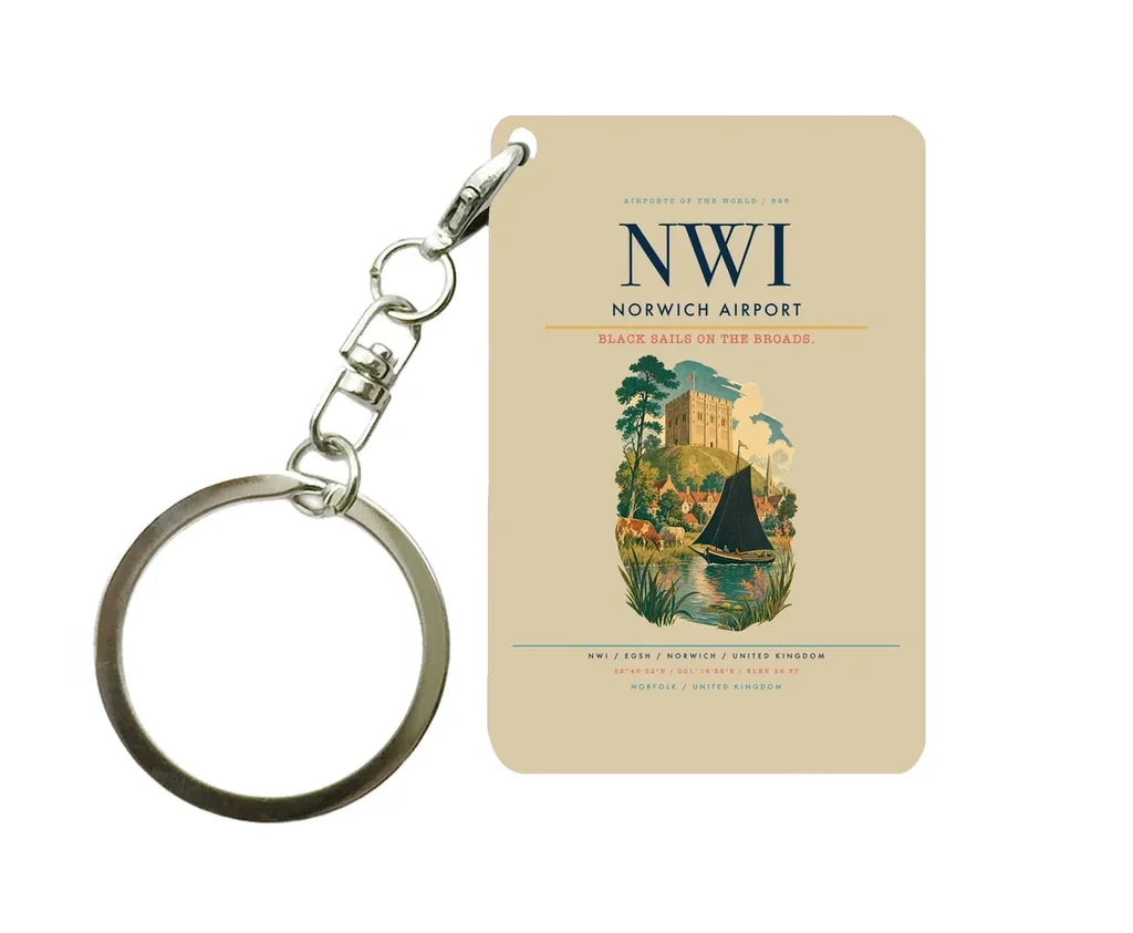Norwich Airport (NWI) design on beige key chain