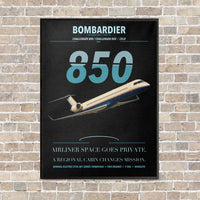 Thumbnail for Bombardier Challenger 850 vertical canvas print - framed - black background