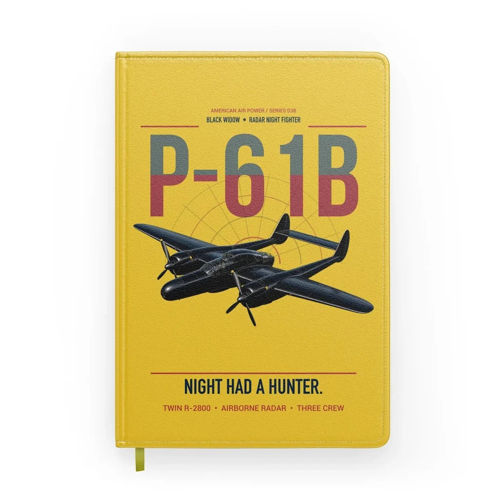 P-61B Black Widow design on yellow notebook