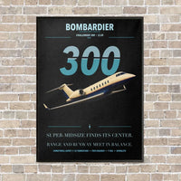 Thumbnail for Bombardier Challenger 300 vertical canvas print - framed - black background