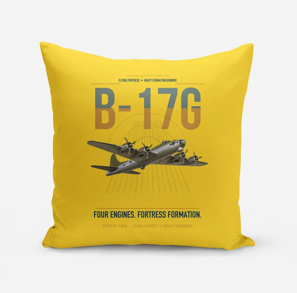 B-17G Flying Fortress design on yellow pillow