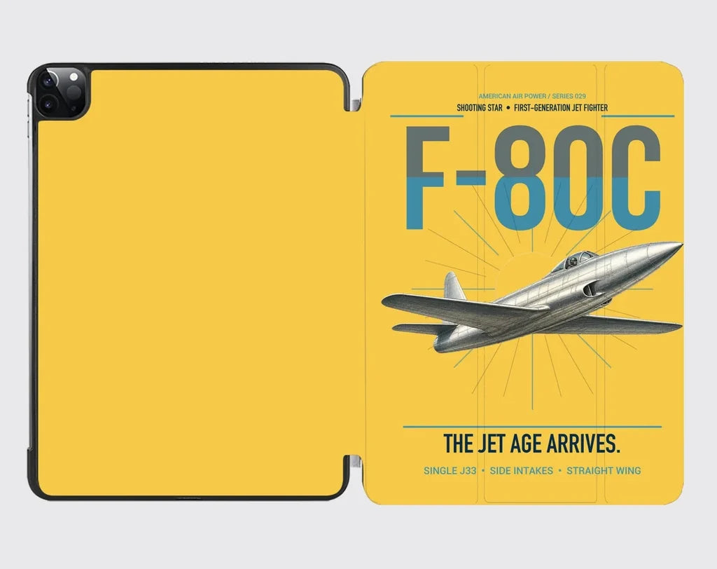 F-80C Shooting Star design on yellow ipad tablet case