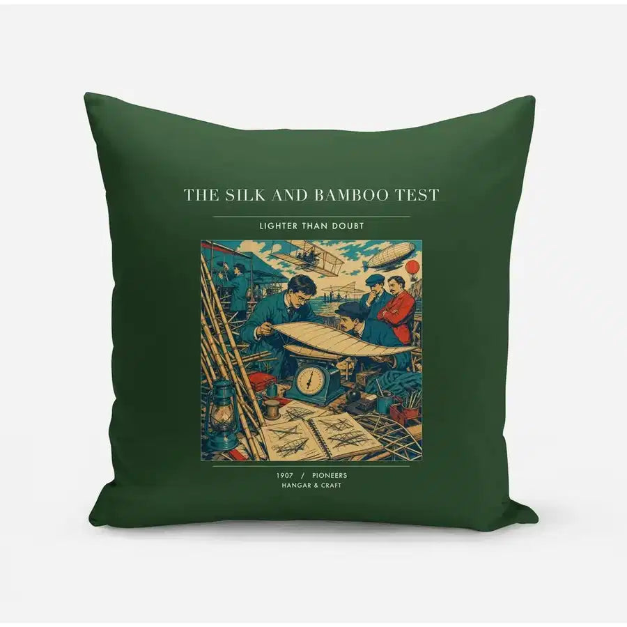 VINTAGE G4326 - The Silk And Bamboo Test - Designed Pillows design on darkgreen