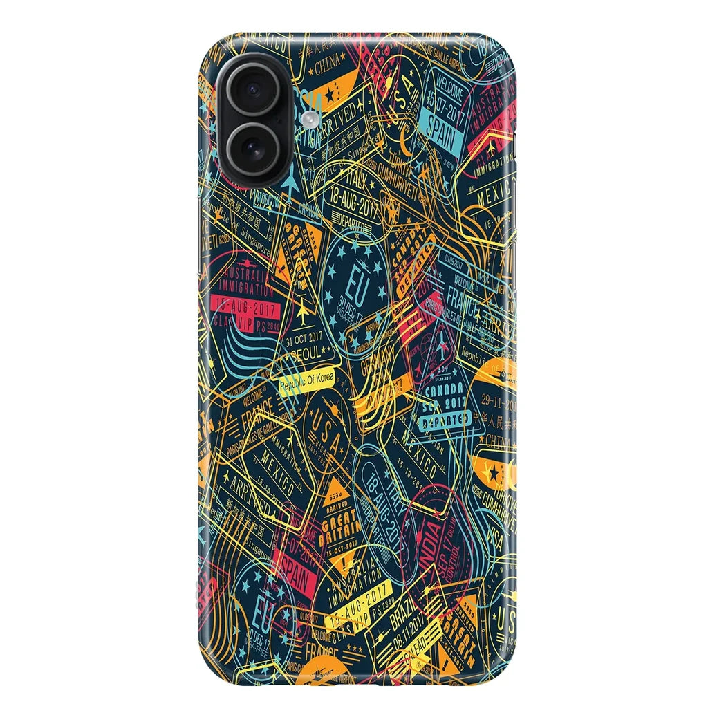 Dark Coloured Passport Stamps iPhone Case - view 3