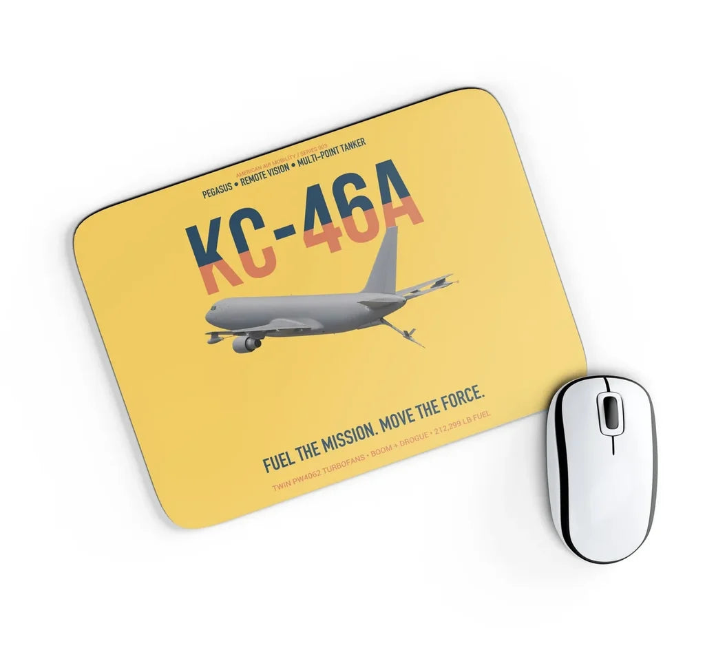 KC-46A PEGASUS design on yellow rectangle mouse pad