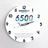 Thumbnail for Bombardier Global 6500 design on white no frame wall clock