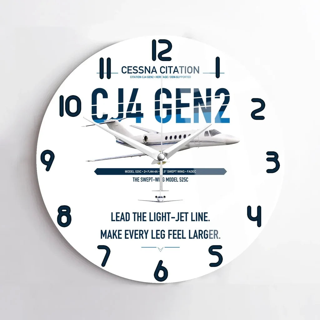 Cessna Citation CJ4 Gen2 design on white no frame wall clock
