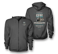 Thumbnail for GE9X design on dark gray zipped hoodie