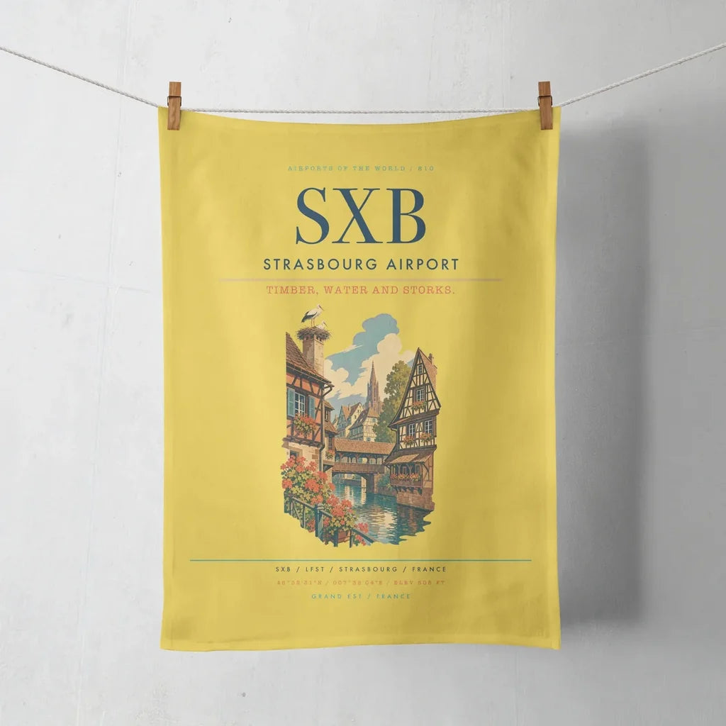 Strasbourg Airport (SXB) design on yellow towel