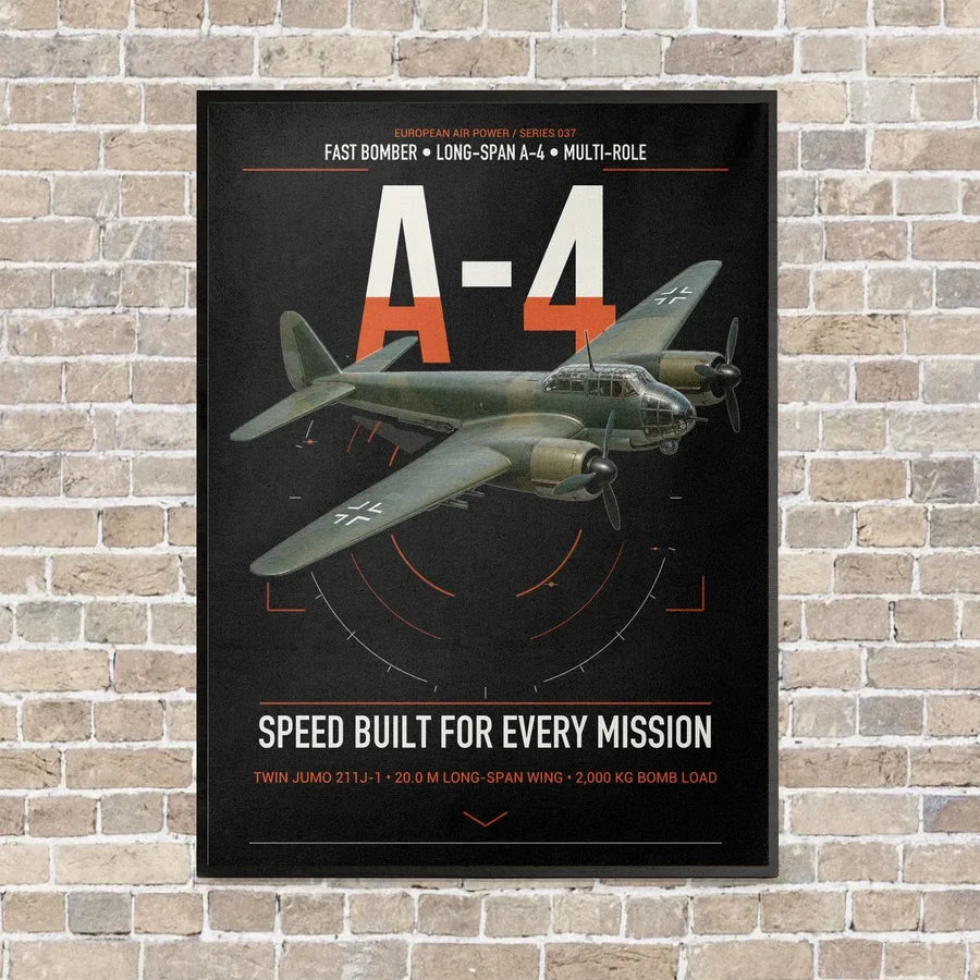 Junkers Ju 88A-4 vertical canvas print - framed - black background