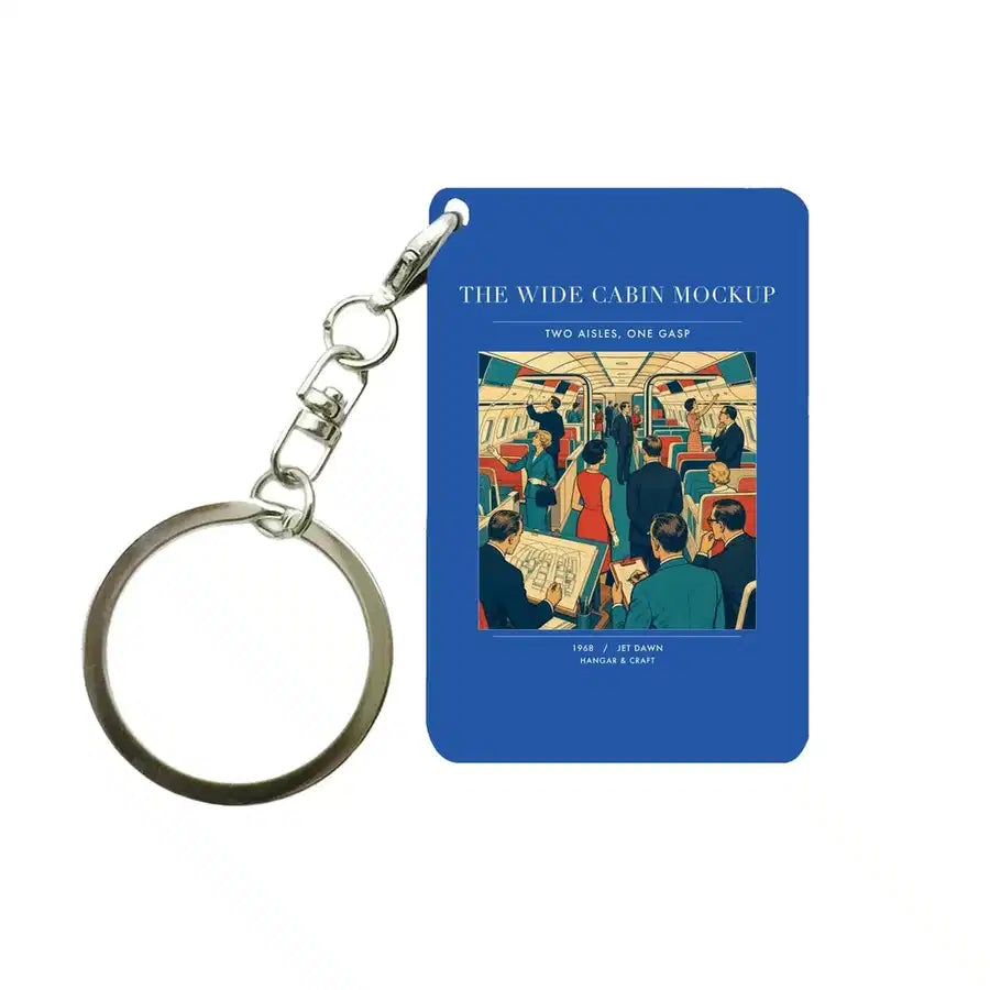 VINTAGE G4467 - The Wide Cabin Mockup - Designed Key Chain design on blue