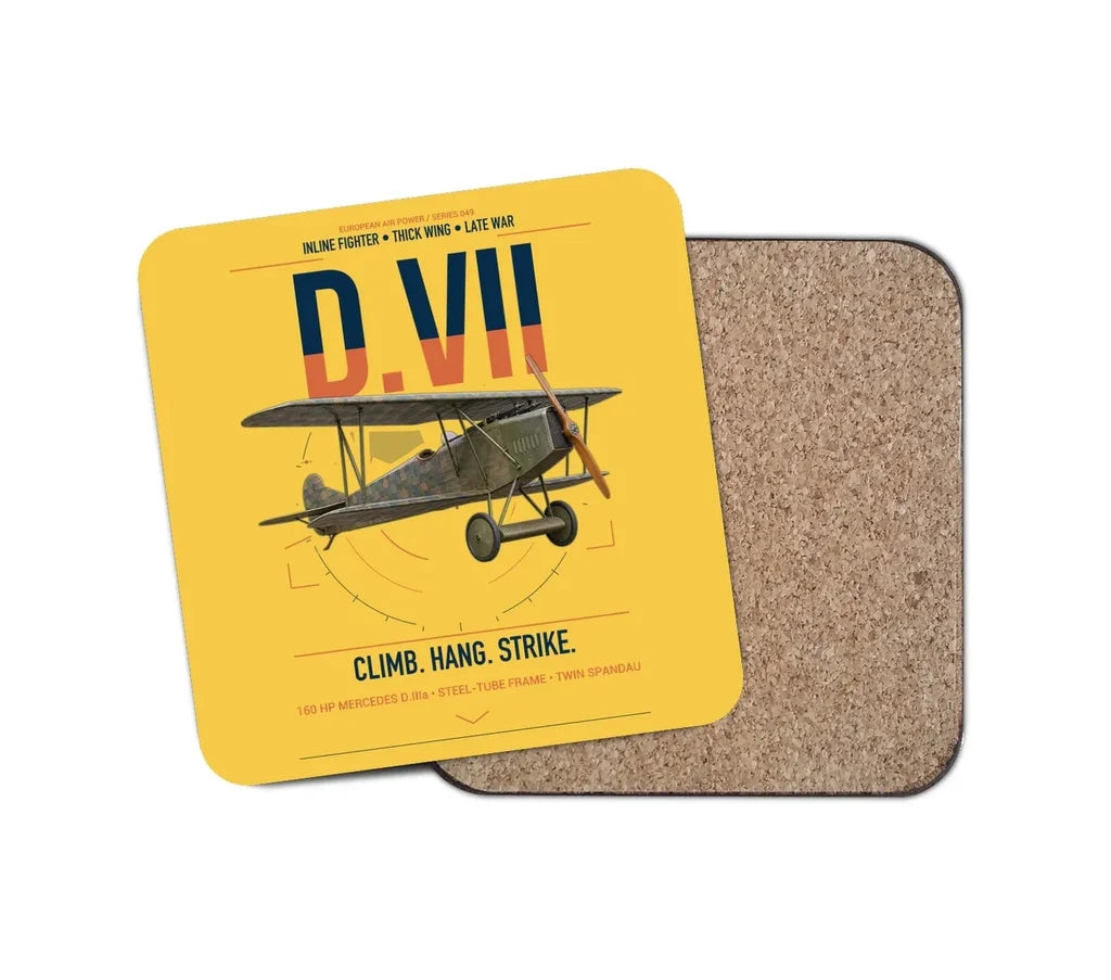 Fokker D.VII design on yellow 1 piece coaster