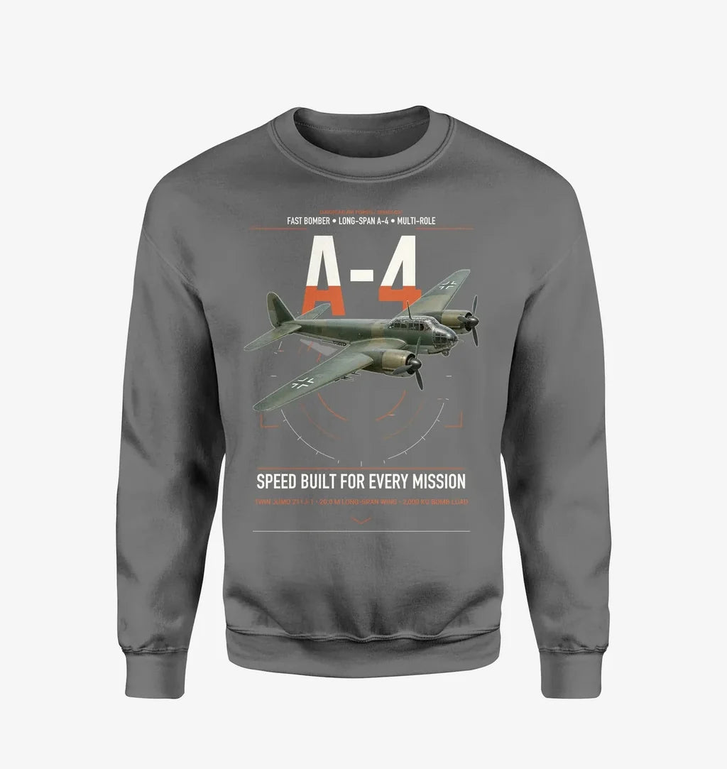 Junkers Ju 88A-4 design on gray sweatshirt