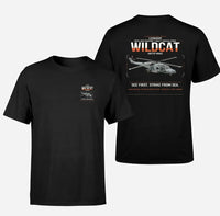 Thumbnail for Leonardo AW159 Wildcat HMA2 design on black t-shirt, double-side print