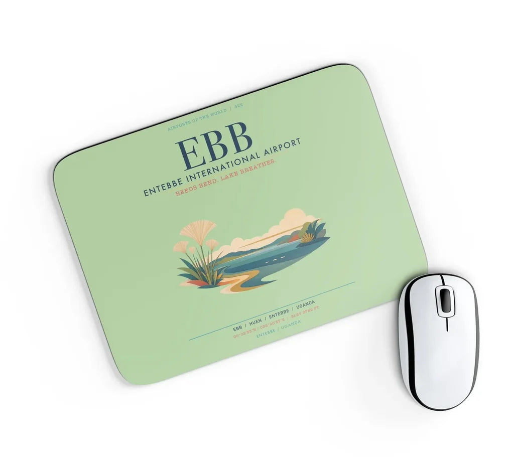 Entebbe International Airport (EBB) design on light green rectangle mouse pad