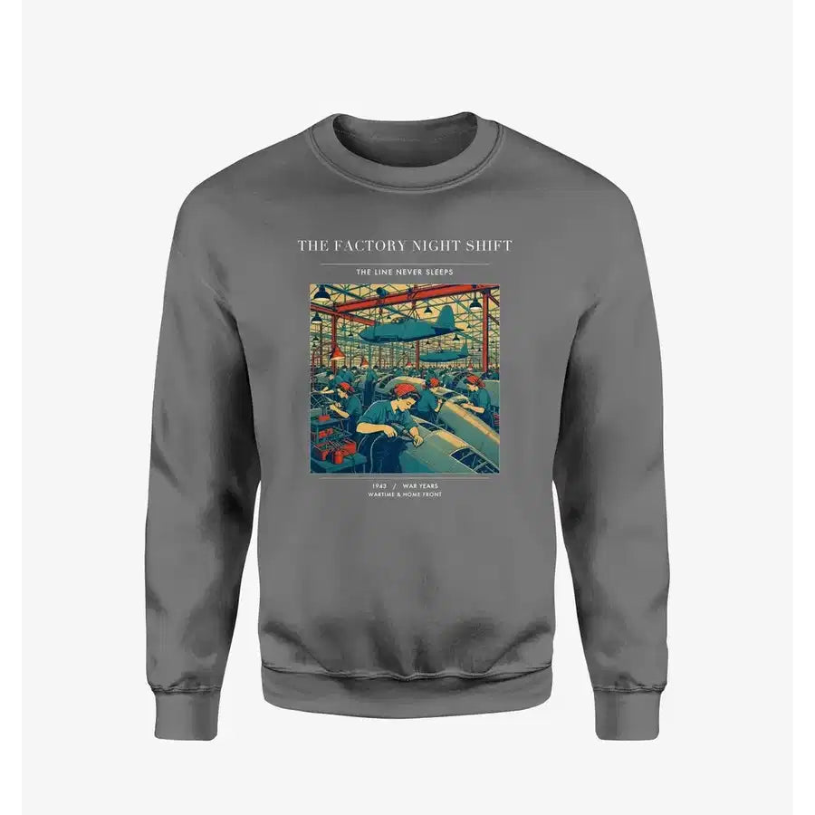 VINTAGE G4502 - The Factory Night Shift - Designed Sweatshirts design on gray