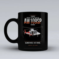 Thumbnail for Leonardo AW109SP GrandNew design on black ceramic mug, double-side print