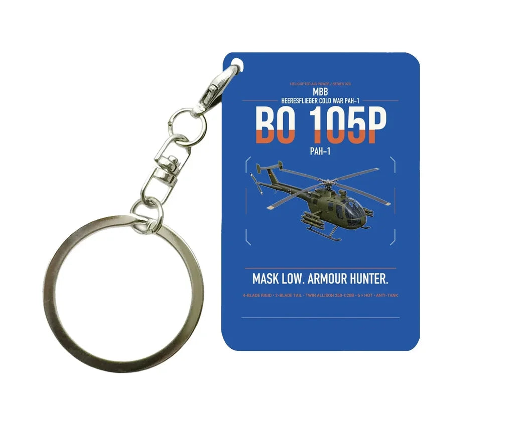 MBB BO 105P PAH-1 design on blue designed key chain, double-side print