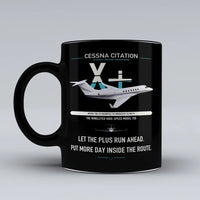 Thumbnail for Cessna Citation X+ design on black ceramic mug, double-side print