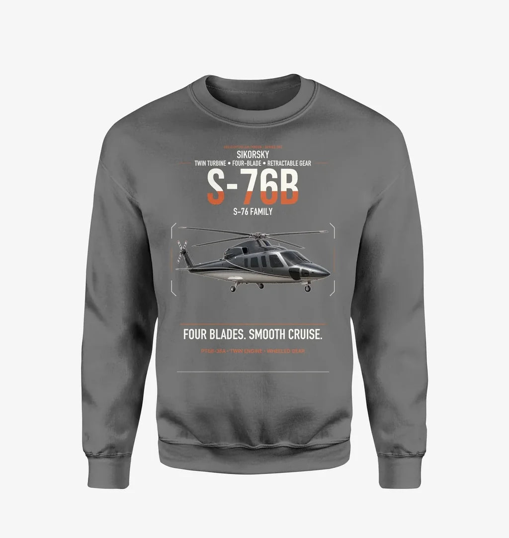 Sikorsky S-76B design on gray sweatshirt
