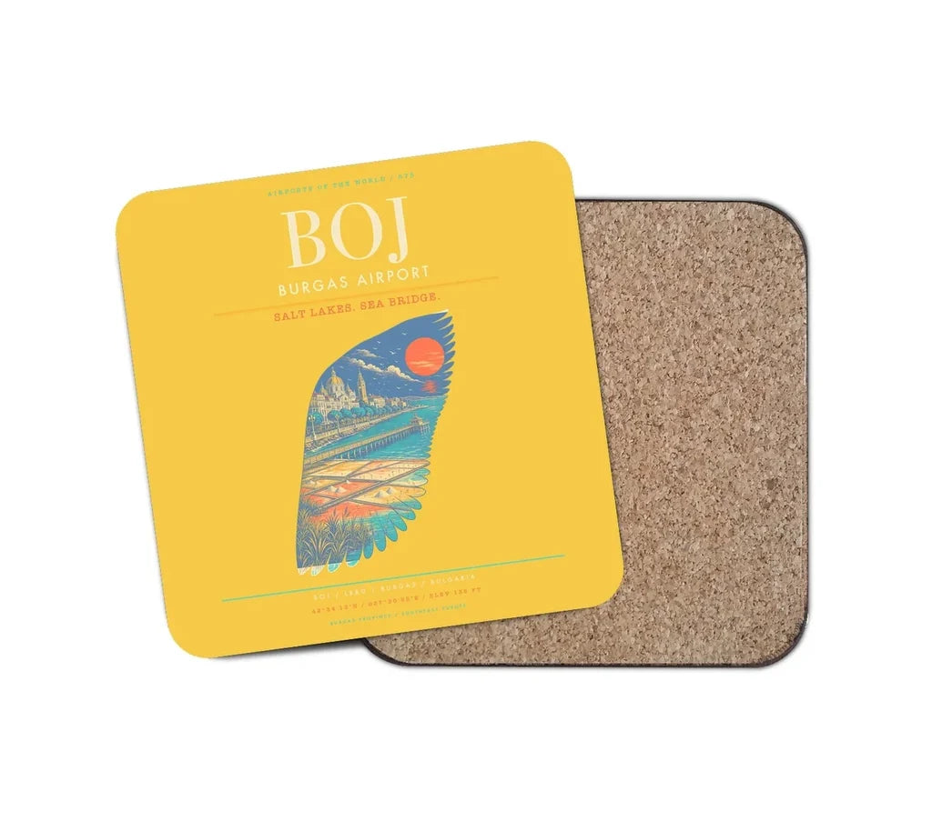 Burgas Airport BOJ Coaster 1-Piece - Yellow