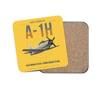 Thumbnail for A-1H Skyraider design on yellow 1 piece coaster