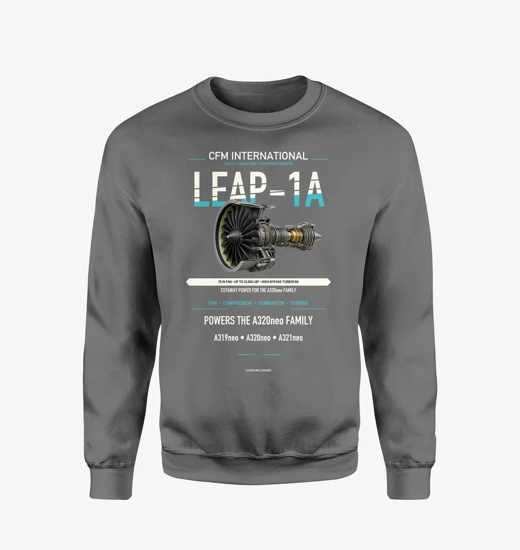 CFM LEAP-1A design on gray sweatshirt