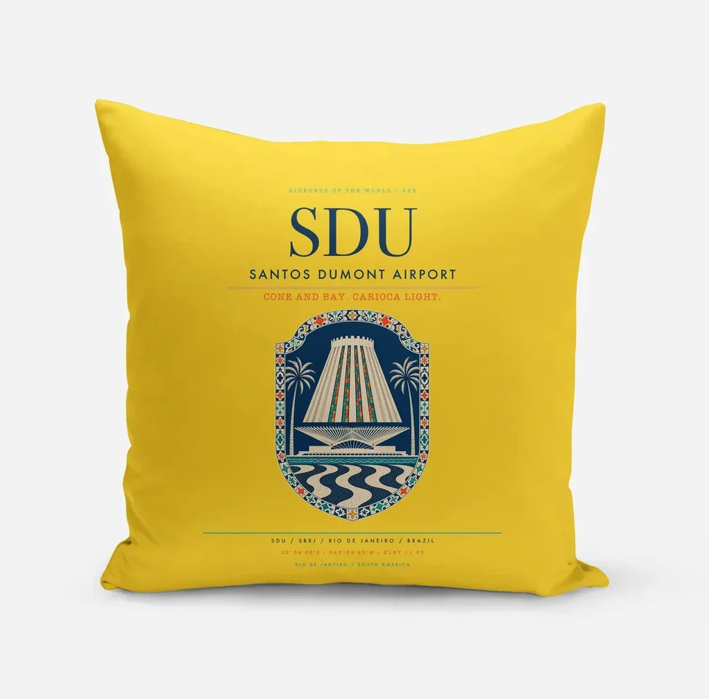 Santos Dumont Airport (SDU) design on yellow pillow