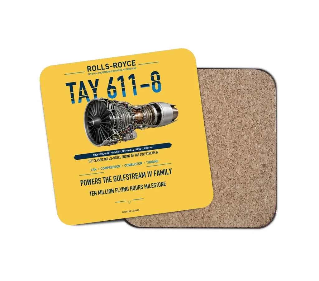 TAY 611-8 design on yellow 1 piece coaster