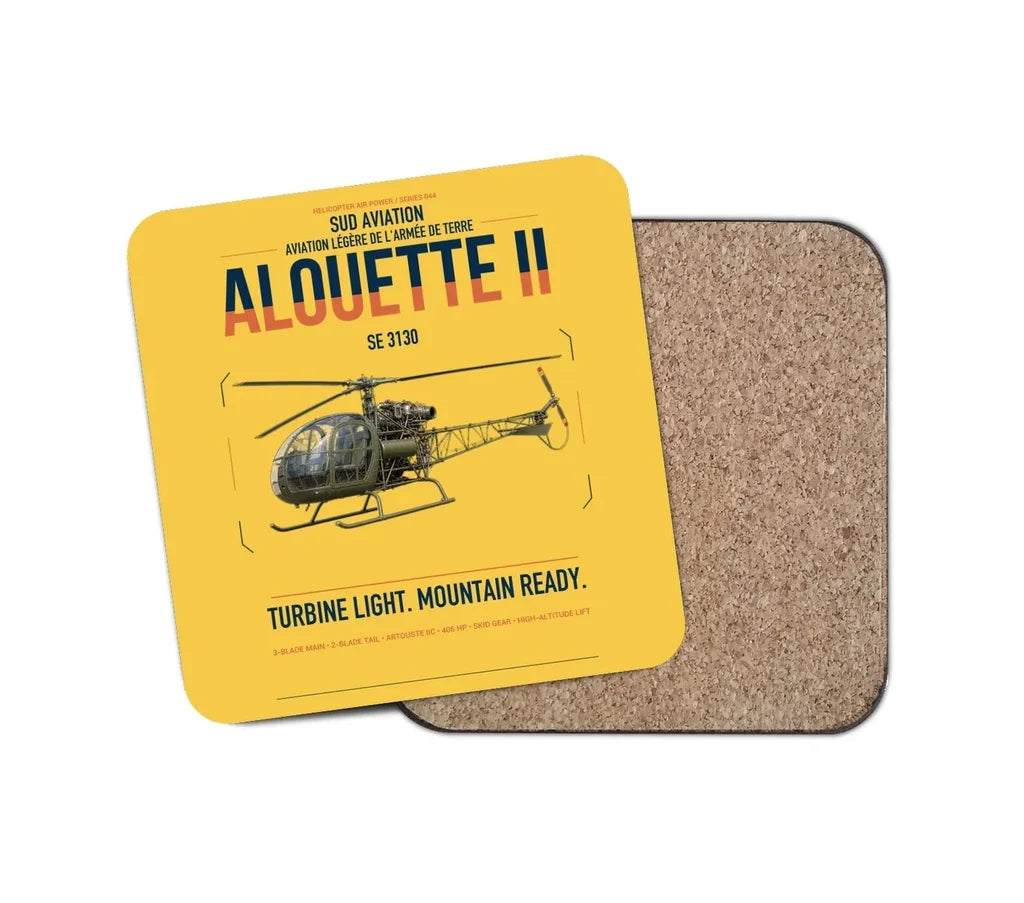Sud Aviation SE 3130 Alouette II design on yellow 1 piece coaster