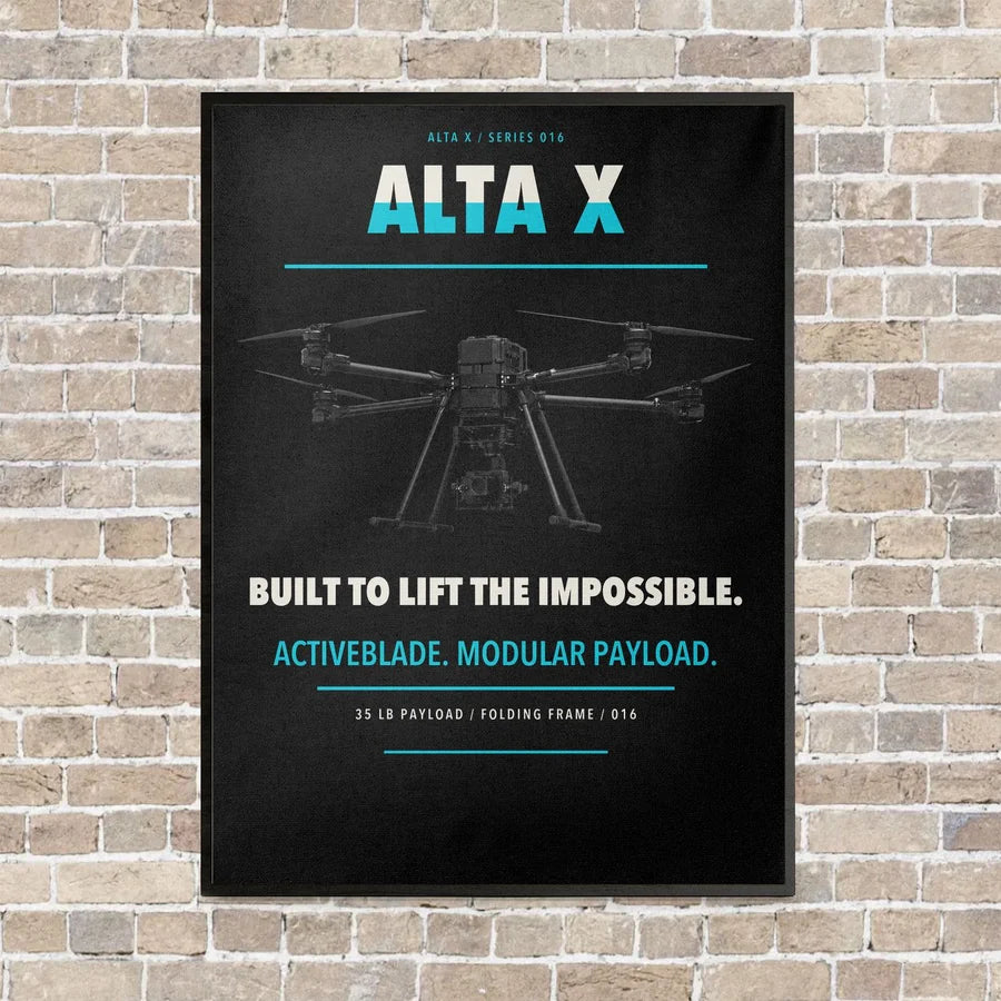 Freefly Alta X vertical canvas print - framed - black background