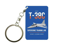 Thumbnail for T-38C Talon design on blue designed key chain, double-side print