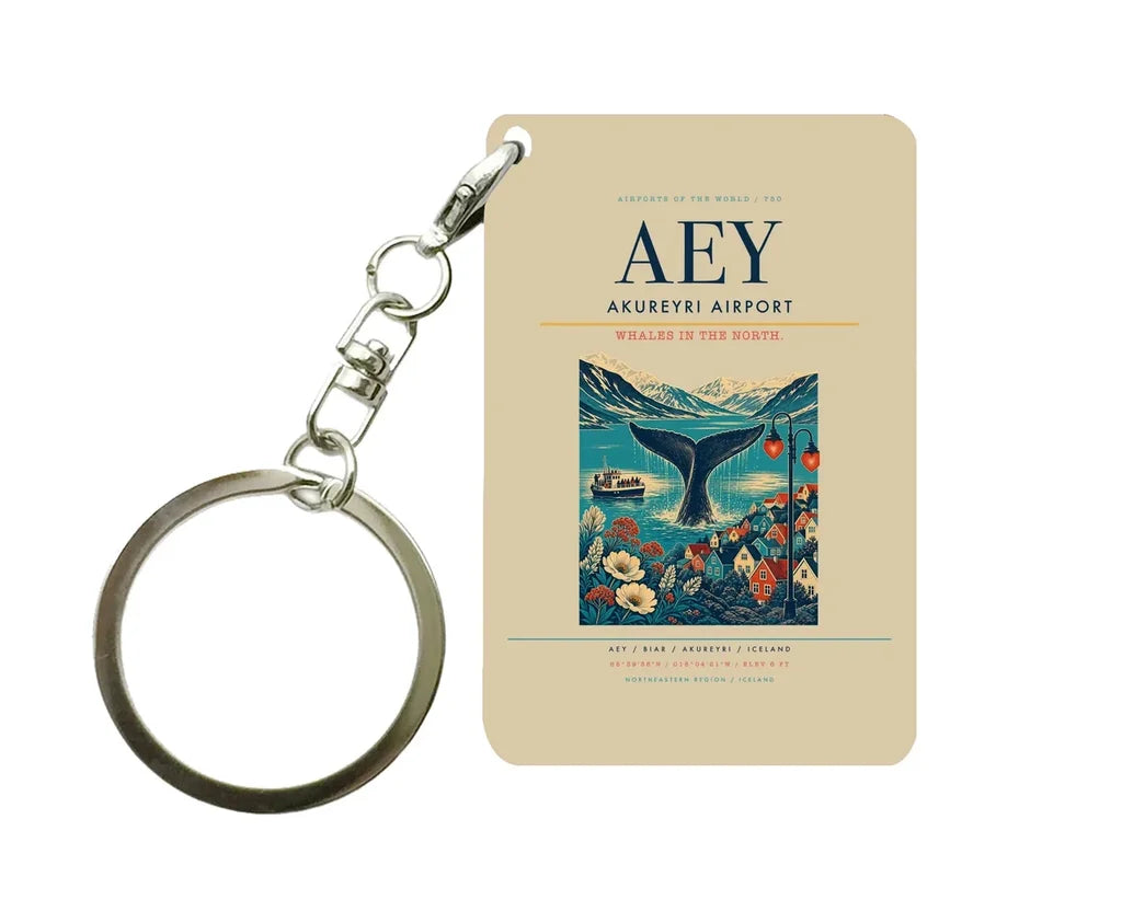 Akureyri Airport (AEY) design on beige key chain