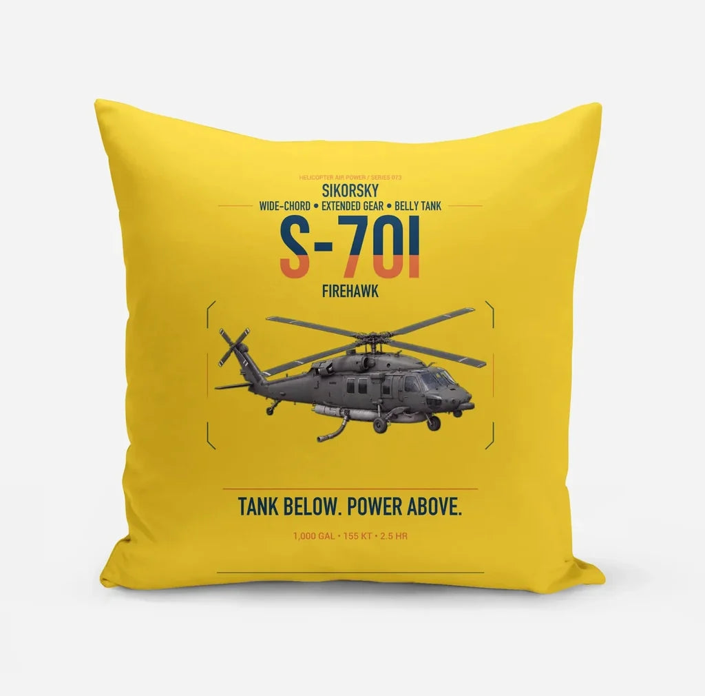 Sikorsky S-70i FIREHAWK design on yellow pillow