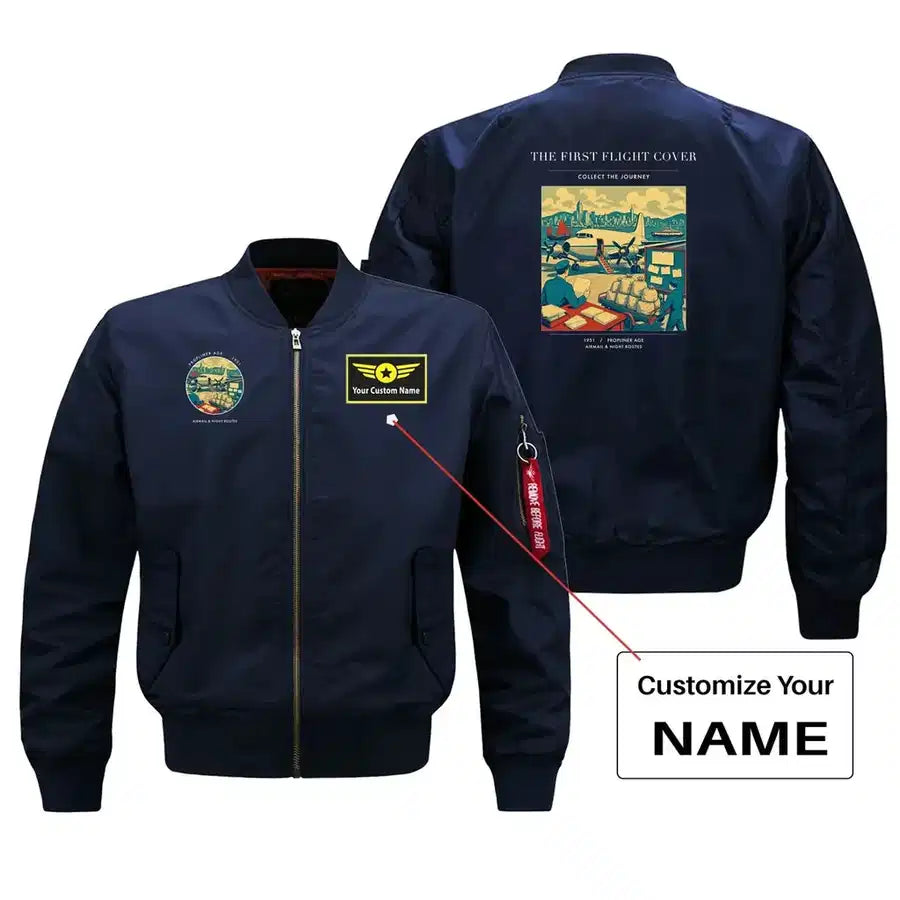 VINTAGE G4107 - The First Flight Cover - Bomber Jacket design on blue+name