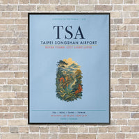 Thumbnail for Taipei Songshan Airport TSA vertical canvas print - framed - light blue background
